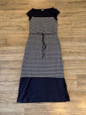 Women’s Talbots Navy and White Striped Maxi Dress Size Small Petites